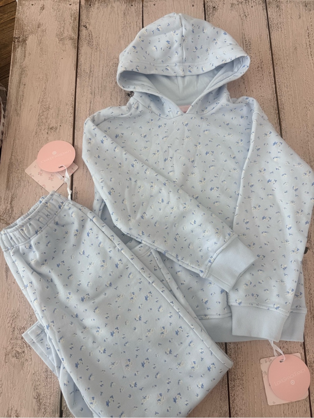 NWT LoveShackFancy x Target Girls Blue Floral Matching Set Size S